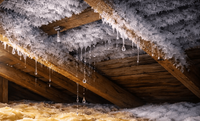 Ceiling Stains After A Snowy Massachusetts Winter Start In The Attic